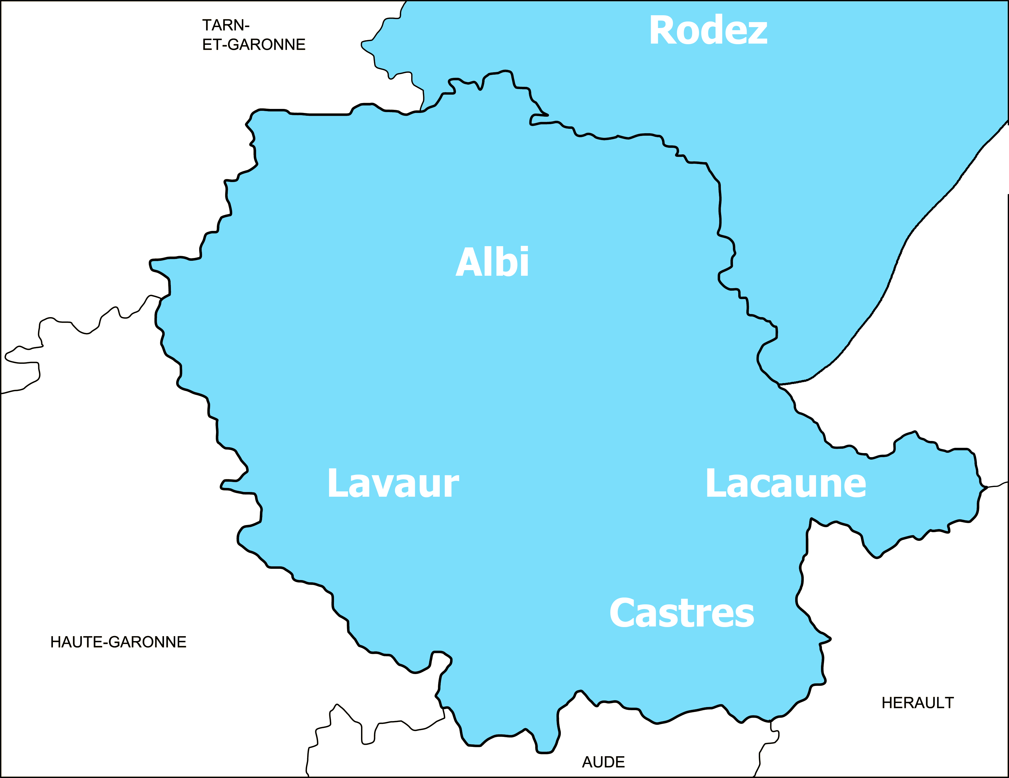 Carte détaillée des zones d'intervention pour le dépannage informatique : Tarn (Albi, Castres, Gaillac) et Sud-Aveyron